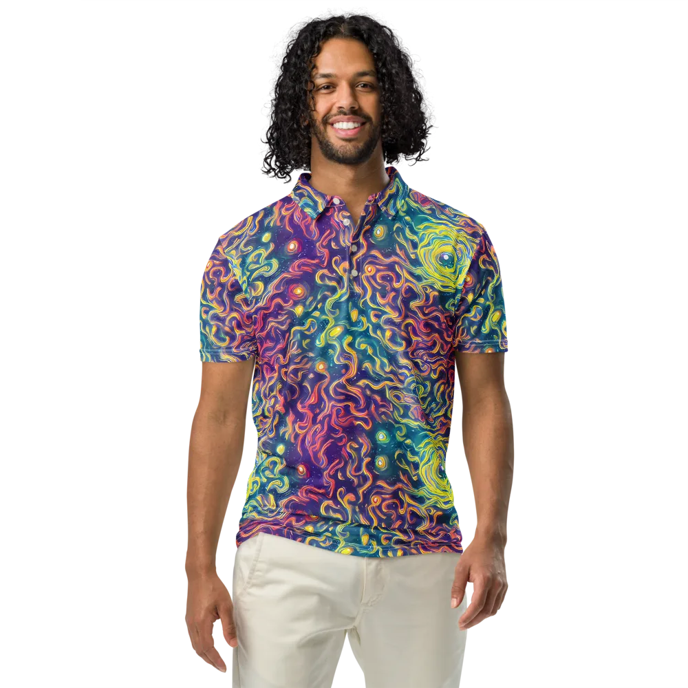 Dreamfire Current on Men's Slim Fit Polo Shirt — Front