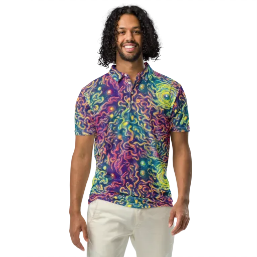 Dreamfire Current on a Men's Slim Fit Polo Shirt
