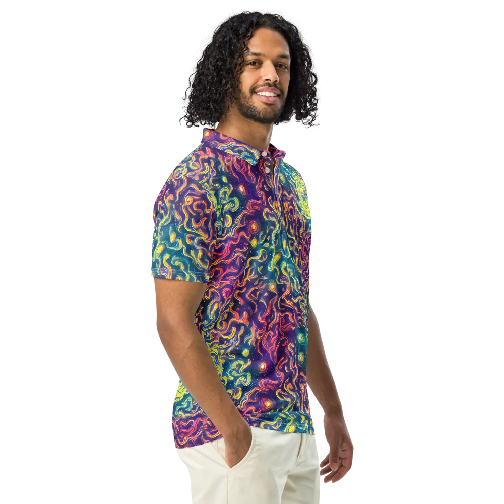 Dreamfire Current on Men's Slim Fit Polo Shirt — Right Front