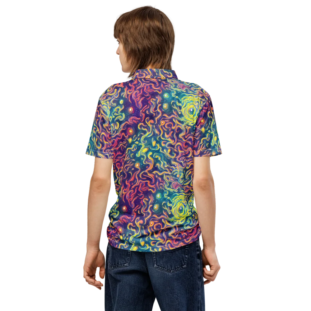 Dreamfire Current on Men's Slim Fit Polo Shirt — Back