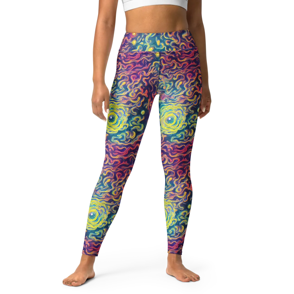 Dreamfire Current on Yoga Leggings — Front