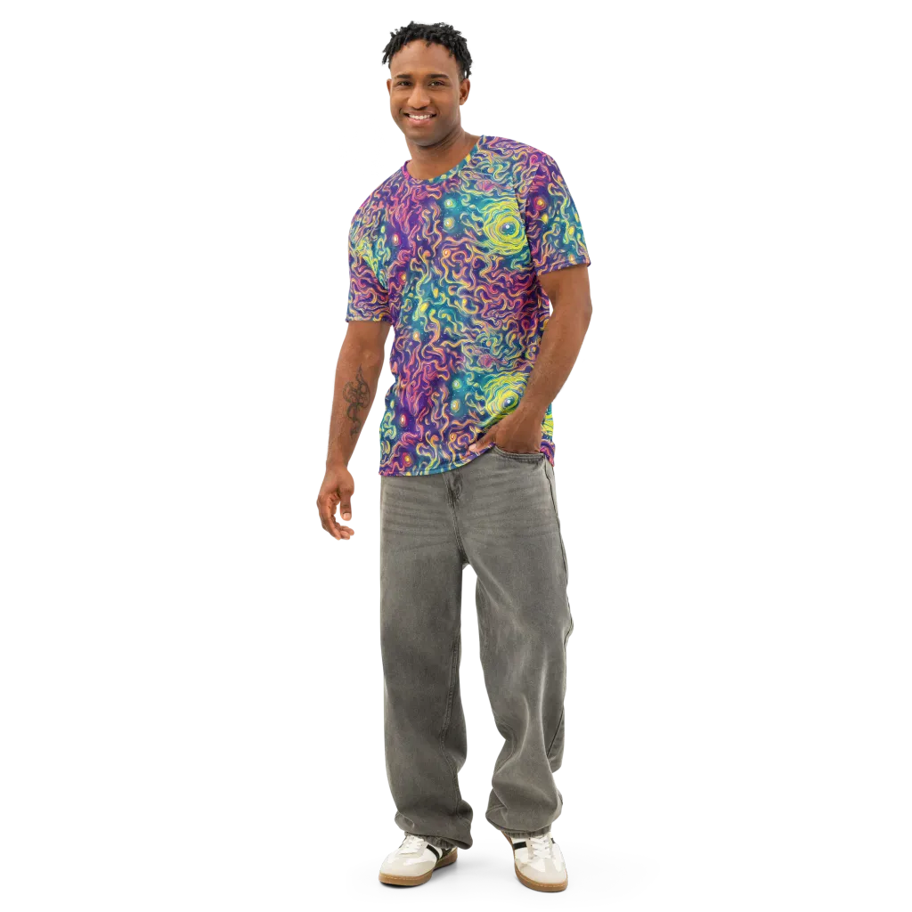Dreamfire Current on Men's Cotton Crew Neck T-Shirt — Front