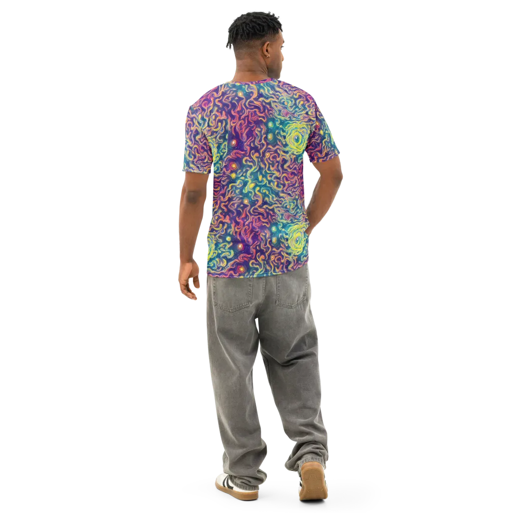 Dreamfire Current on Men's Cotton Crew Neck T-Shirt — Back