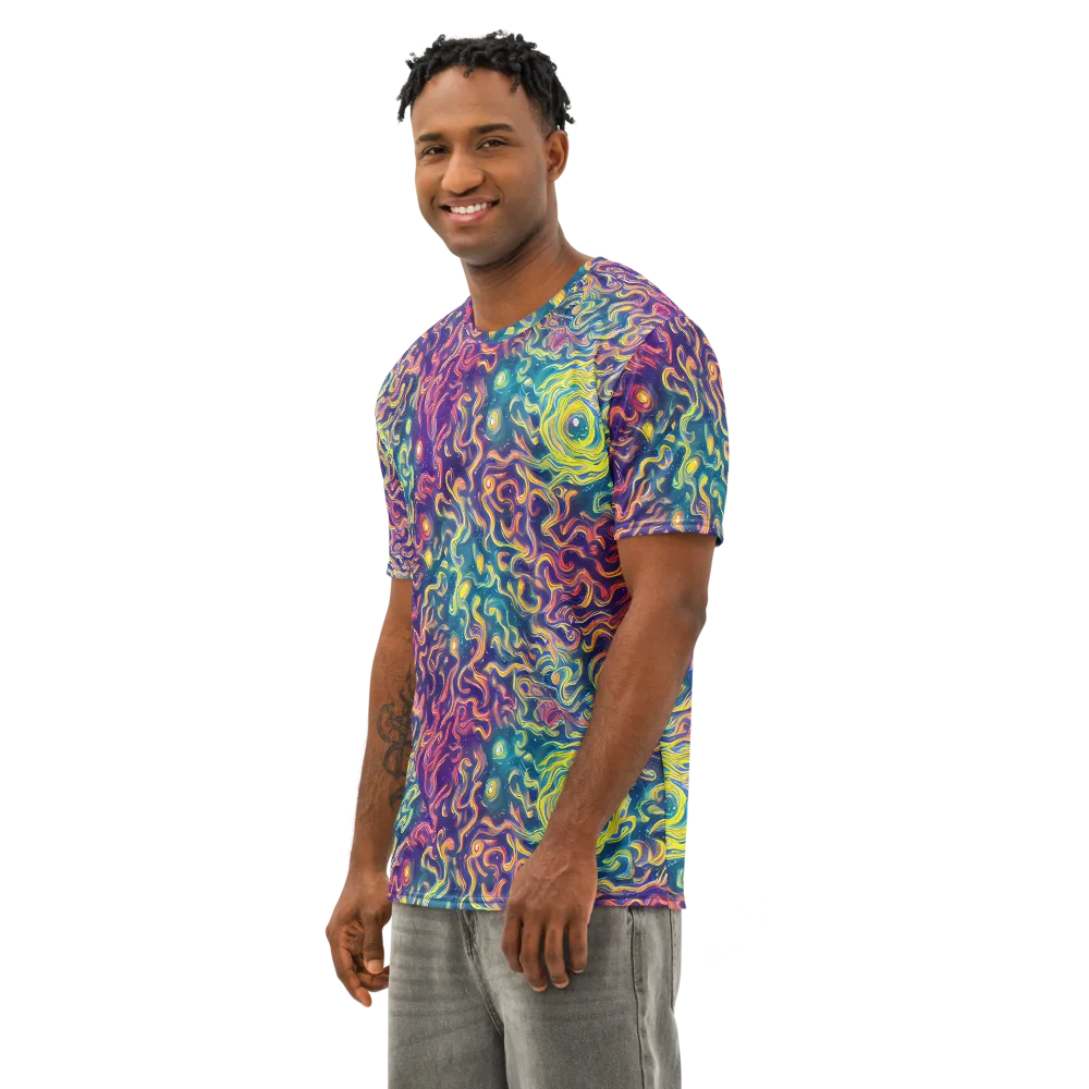 Dreamfire Current on Men's Cotton Crew Neck T-Shirt — Left Front
