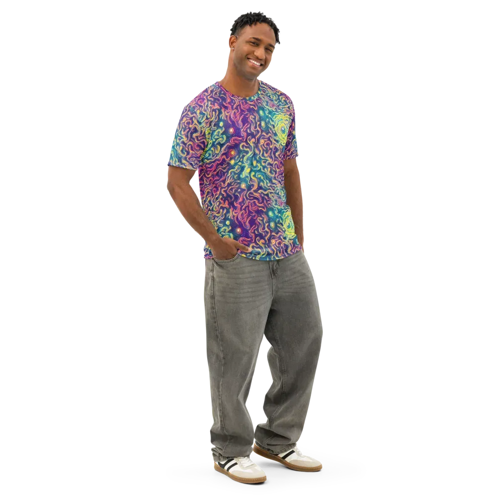 Dreamfire Current on Men's Cotton Crew Neck T-Shirt — Right Front