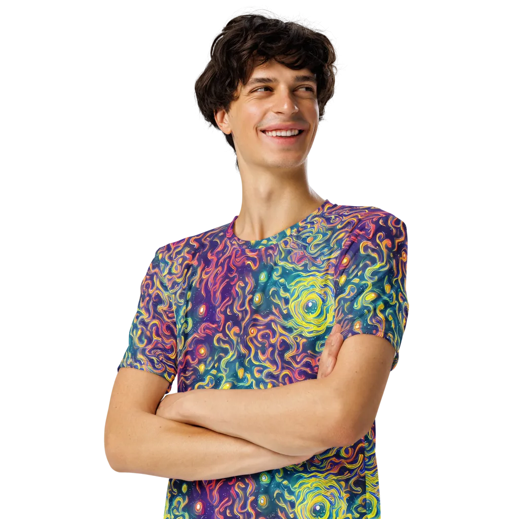 Dreamfire Current on Men's Crew Neck T-Shirt — Left Front