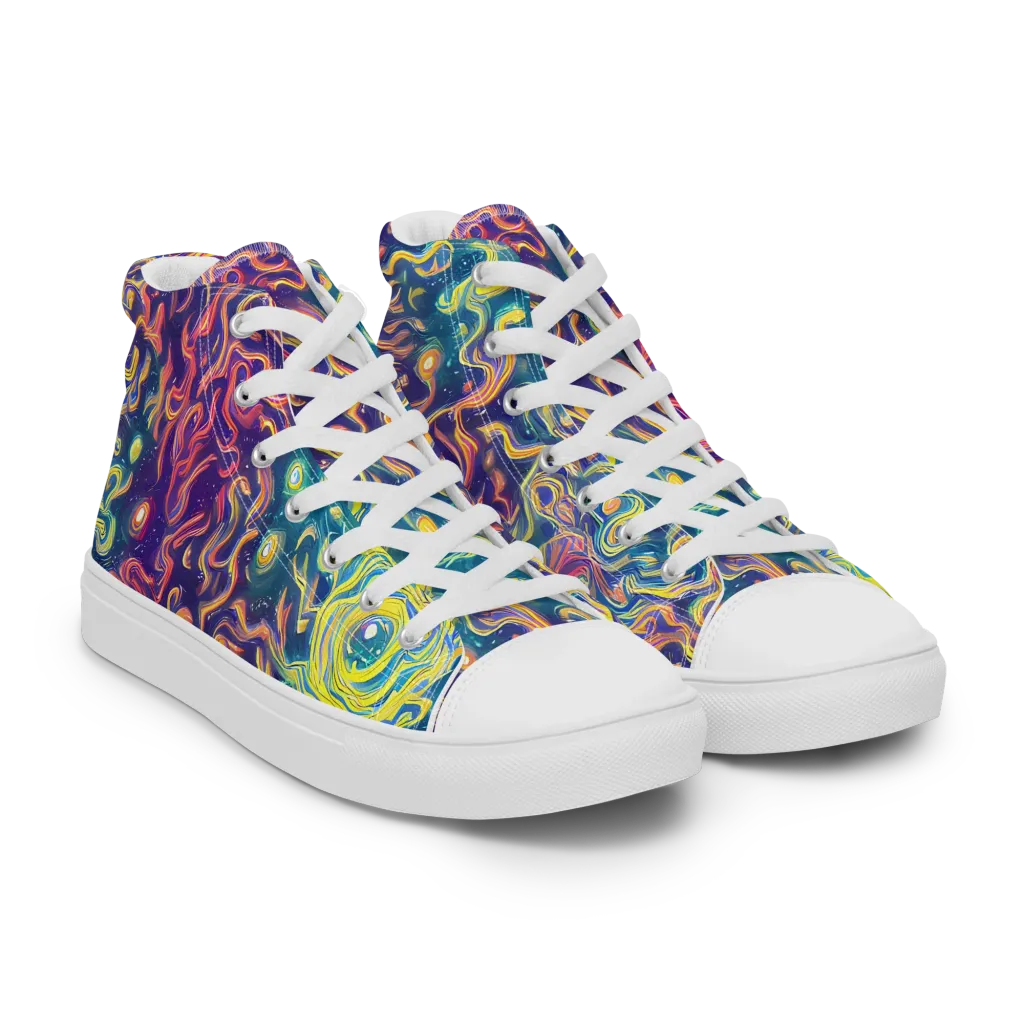 Dreamfire Current on Men's High Top Canvas Shoes — Right Front