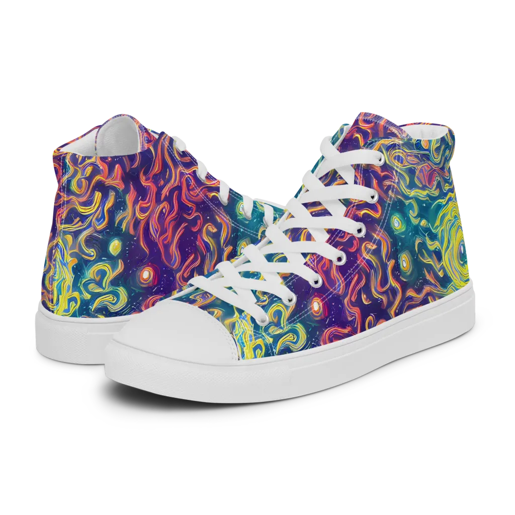 Dreamfire Current on Men's High Top Canvas Shoes — Left