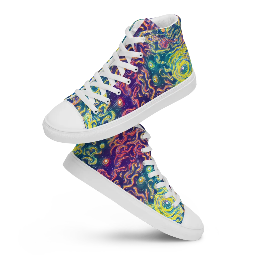 Dreamfire Current on Men's High Top Canvas Shoes — Front