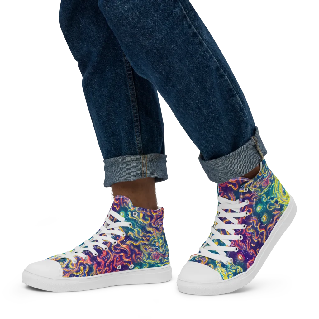 Dreamfire Current on Men's High Top Canvas Shoes — Left