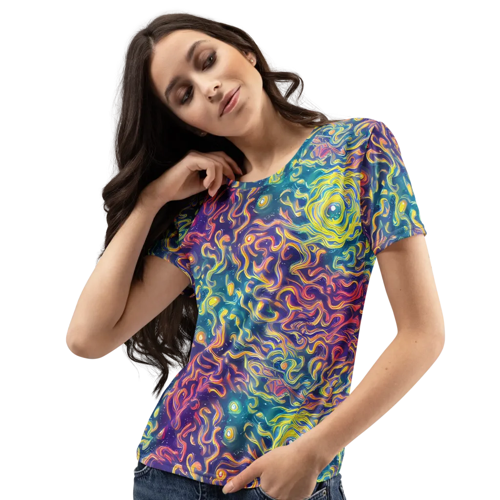 Dreamfire Current on Women's Crew Neck T-Shirt — Left Front