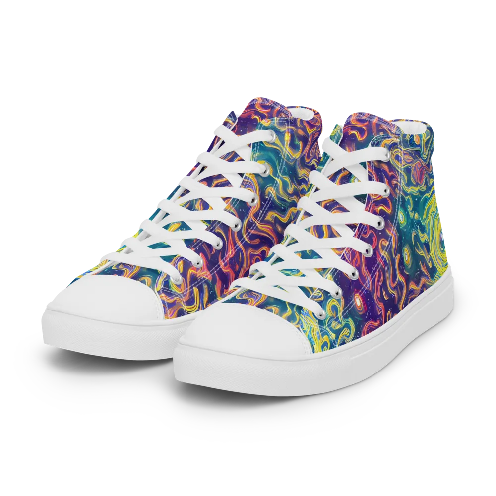 Dreamfire Current on Women's High Top Canvas Shoes — Left Front