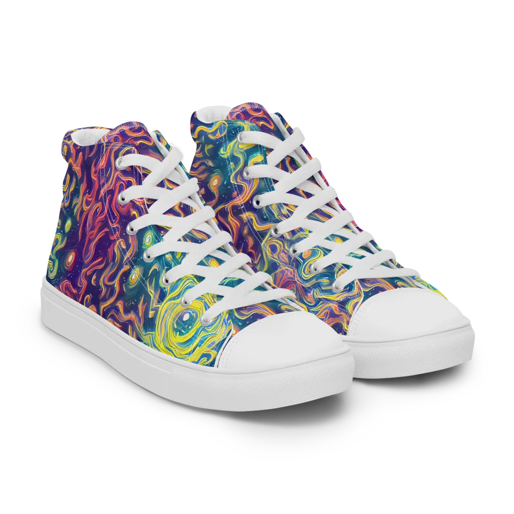 Dreamfire Current on Women's High Top Canvas Shoes — Right Front