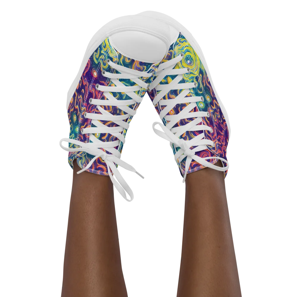 Dreamfire Current on Women's High Top Canvas Shoes — Front