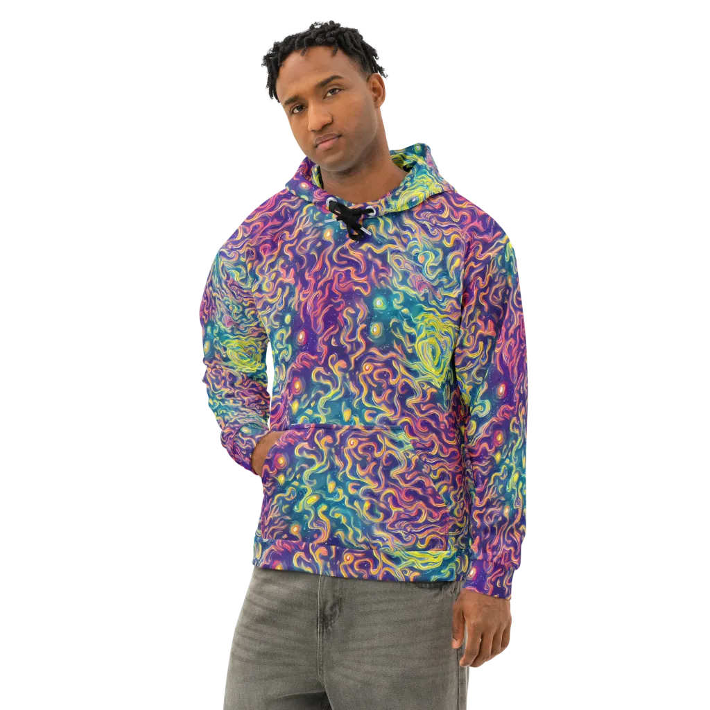 Dreamfire Current on Cotton Hoodie — Left Front