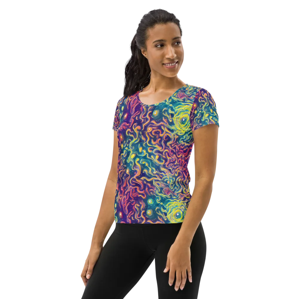 Dreamfire Current on Women's Athletic T-Shirt — Left