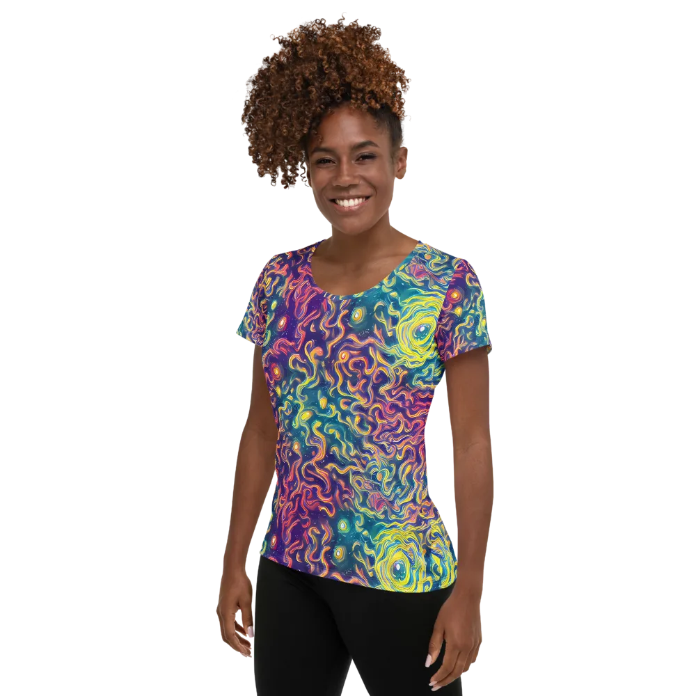 Dreamfire Current on Women's Athletic T-Shirt — Left