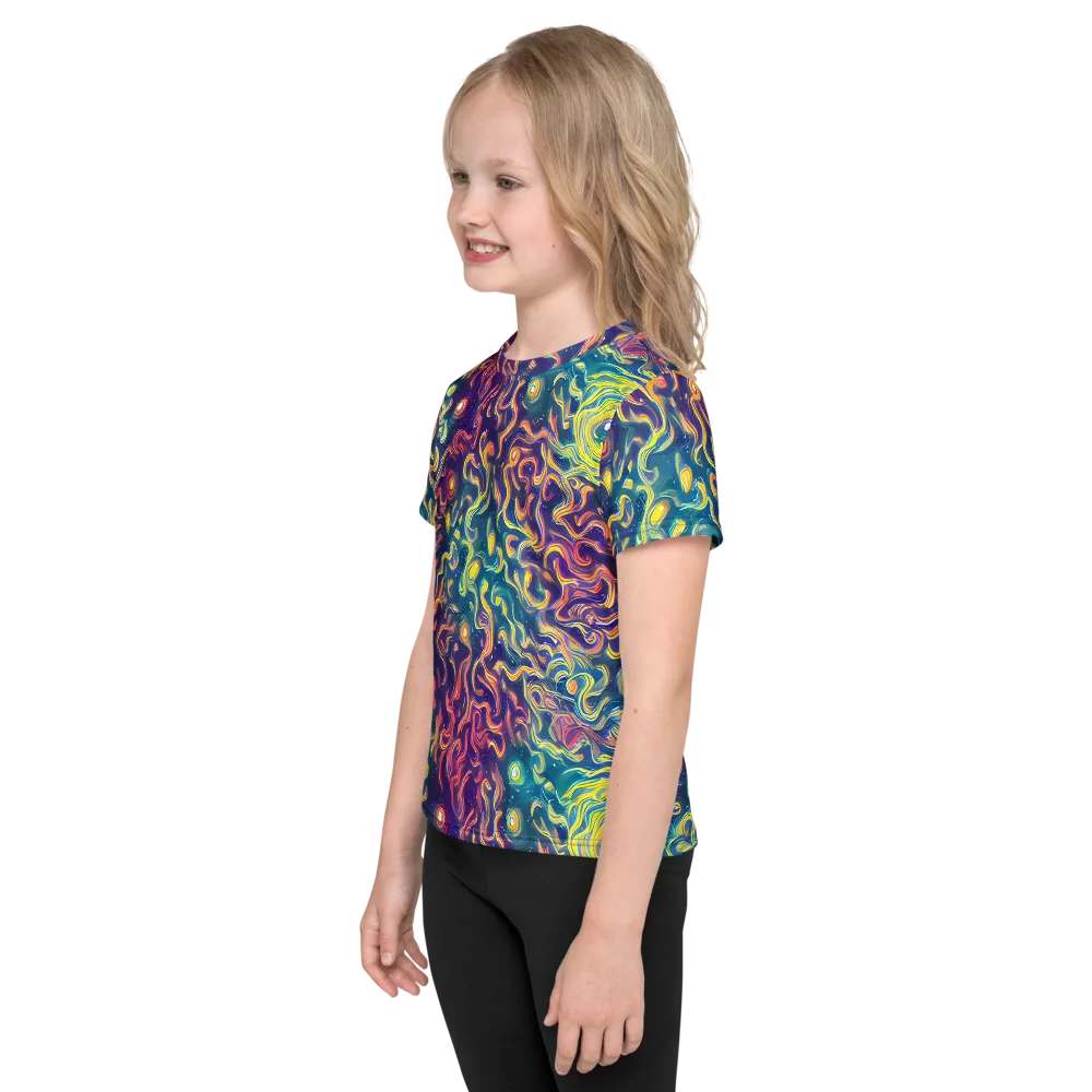 Dreamfire Current on Kids Crew Neck T-Shirt — Left