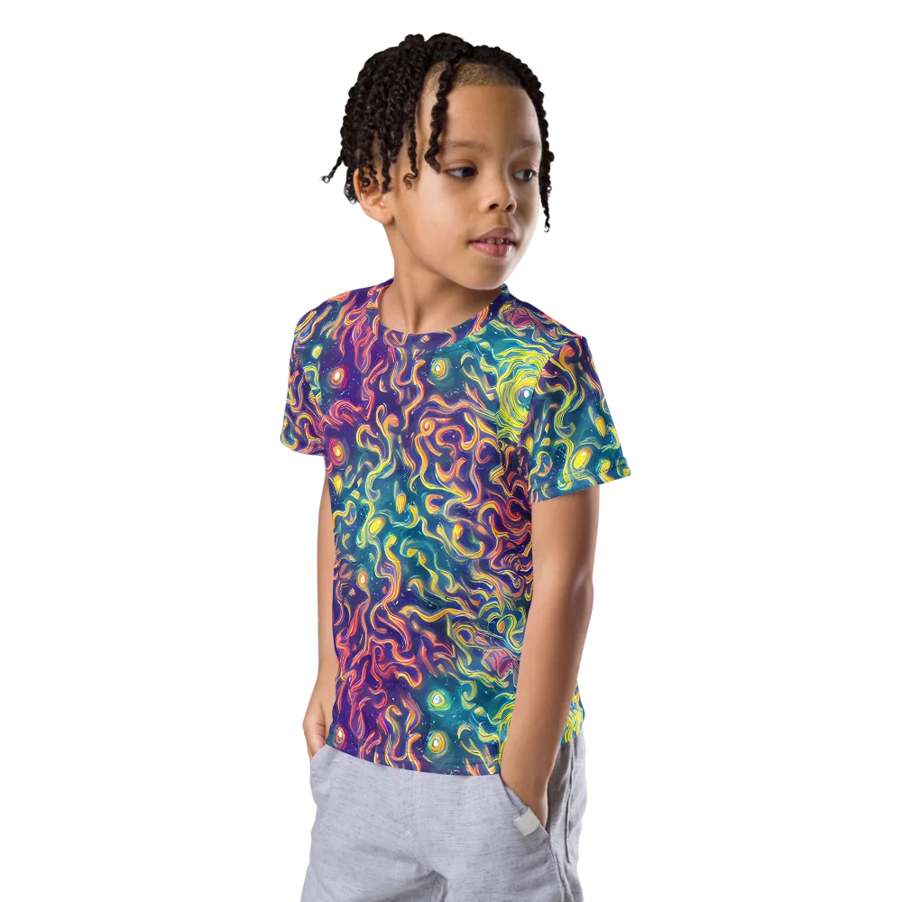 Dreamfire Current on Kids Crew Neck T-Shirt — Left Front