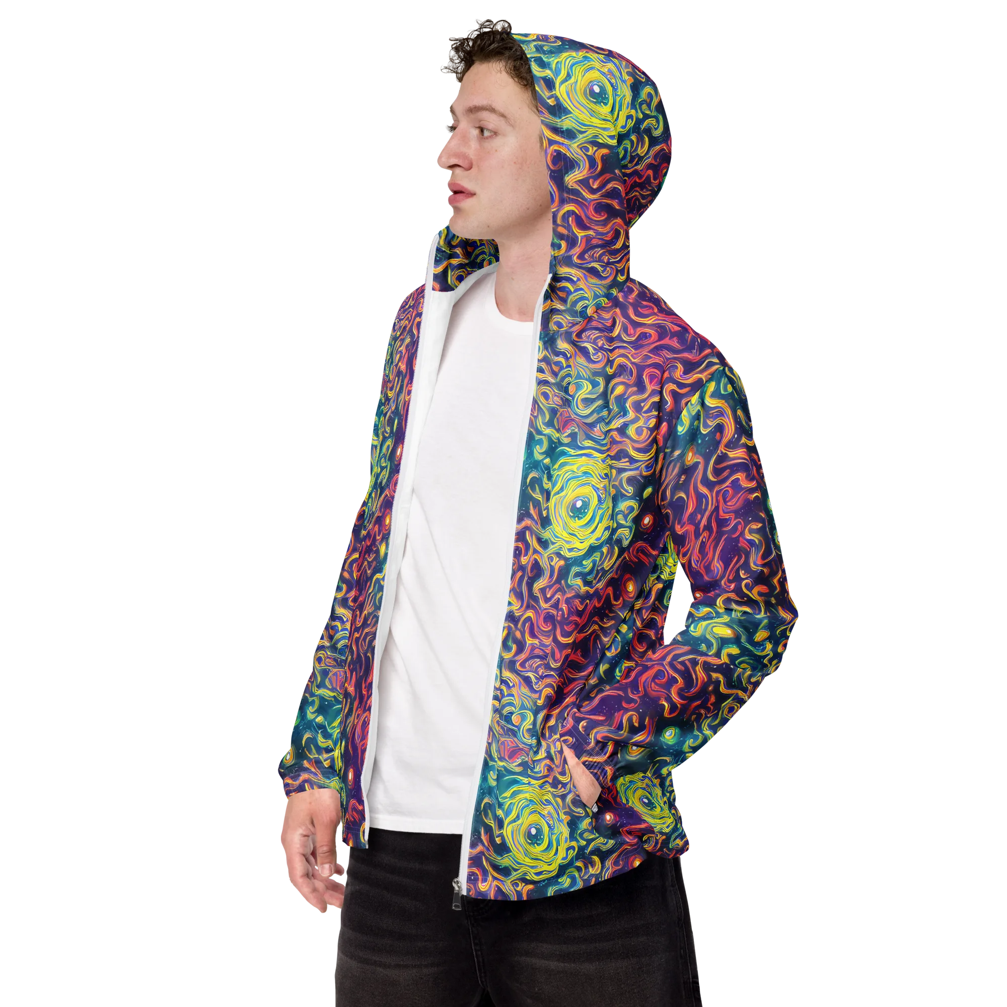 Dreamfire Current on Men's Windbreaker — Left Front
