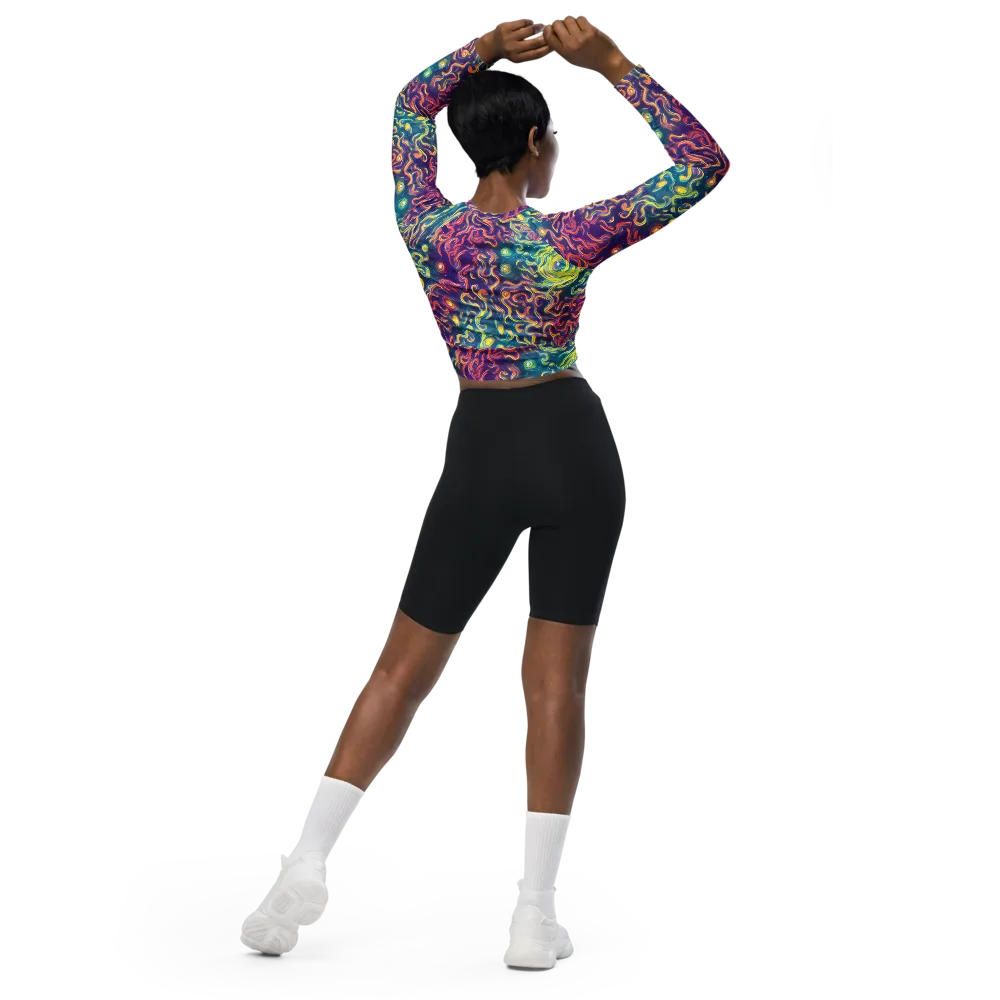 Dreamfire Current on Long Sleeve Crop Top — Back
