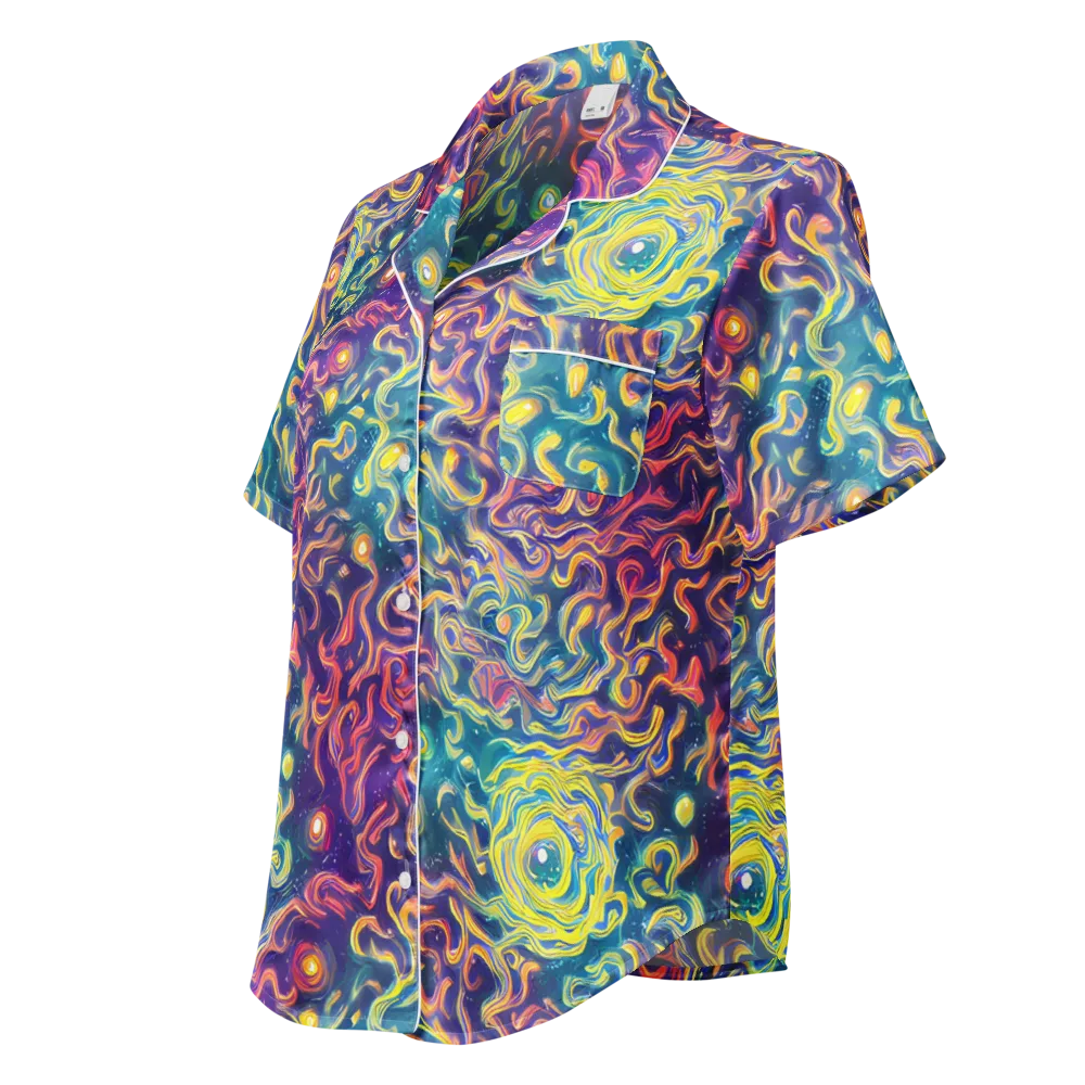 Dreamfire Current on Women's Short Sleeve Pajama Top — Left Front