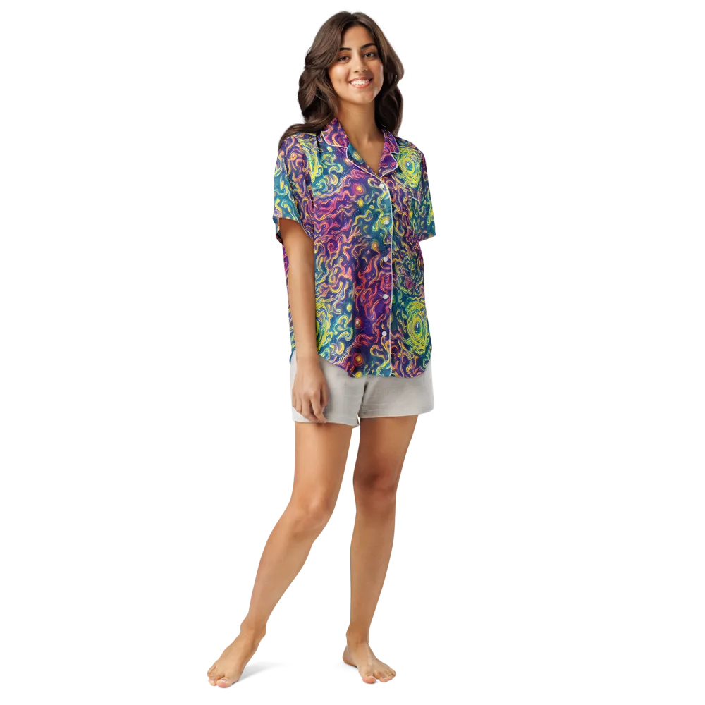 Dreamfire Current on Women's Short Sleeve Pajama Top — Front