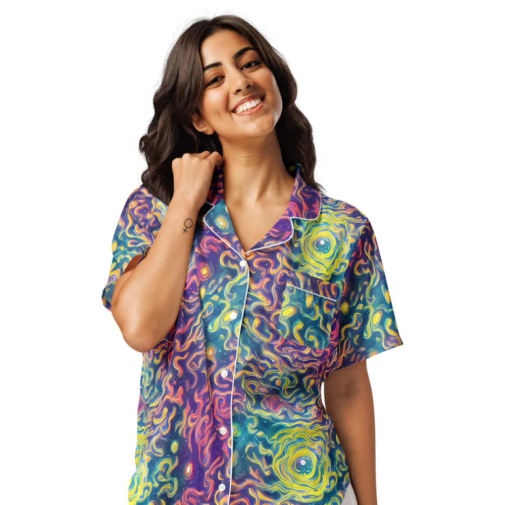 Dreamfire Current on Women's Short Sleeve Pajama Top — Front
