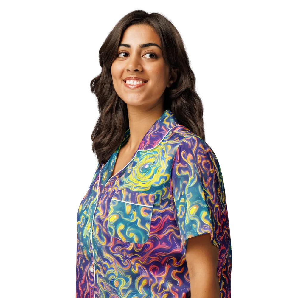 Dreamfire Current on Women's Short Sleeve Pajama Top — Left Front