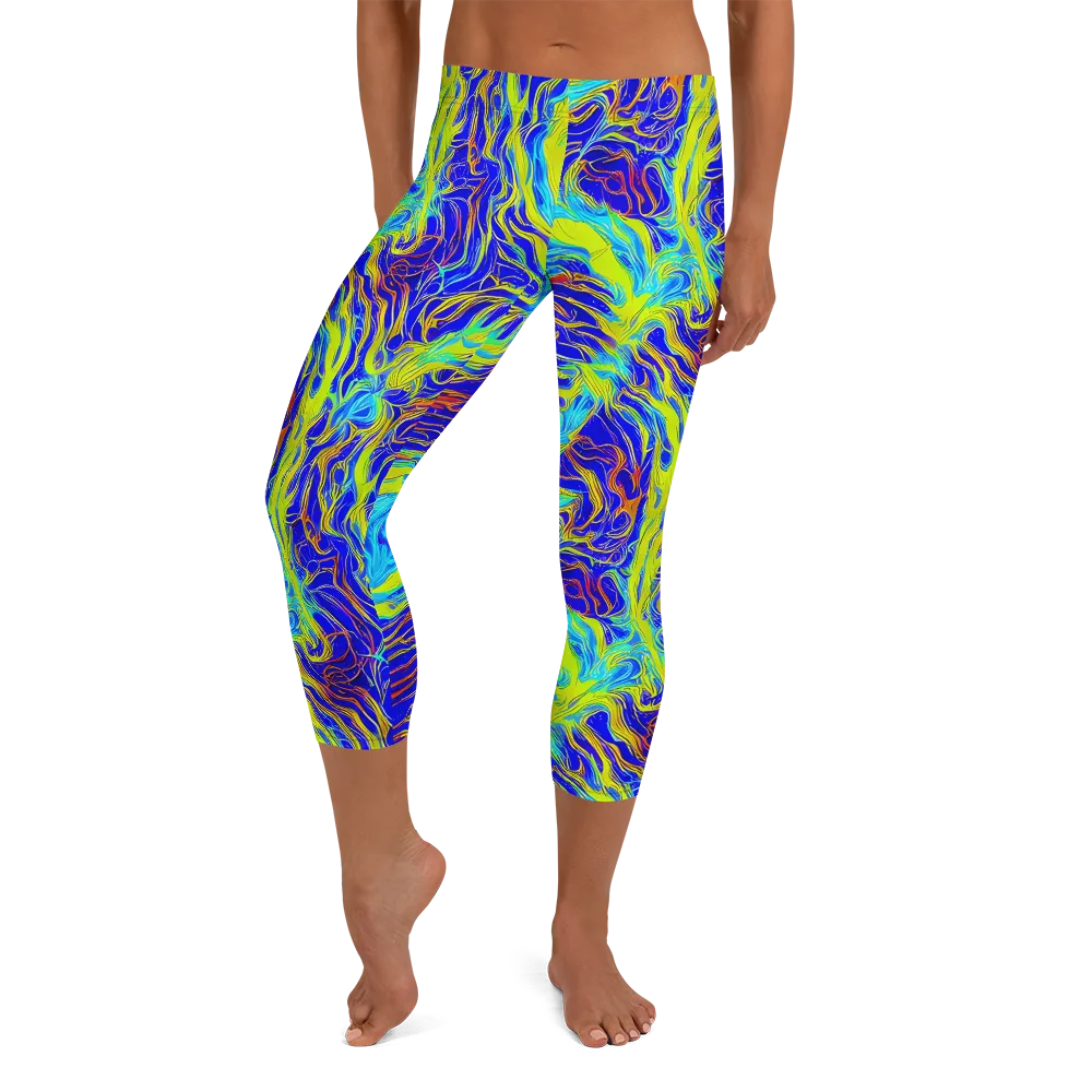 Sapphire Vortex on Capri Leggings — Front