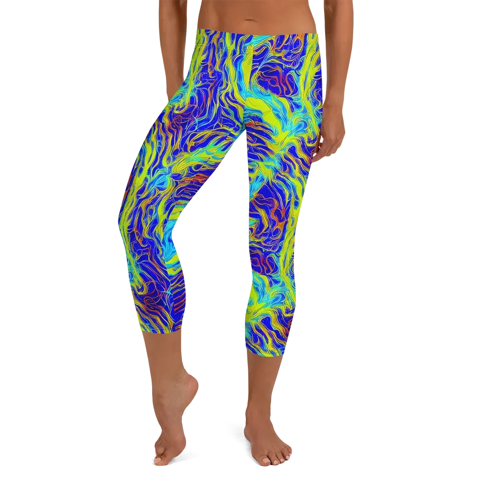 Sapphire Vortex on Capri Leggings — Front