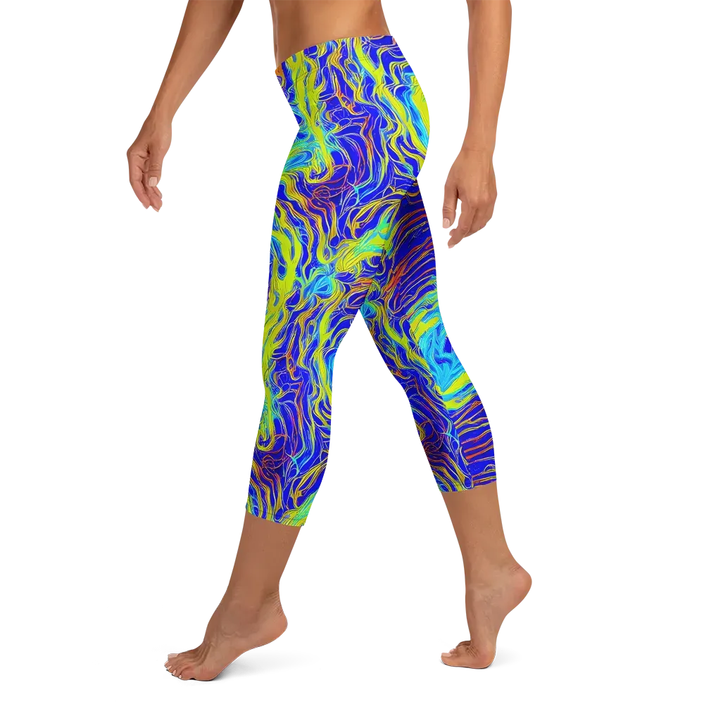 Sapphire Vortex on Capri Leggings — Left