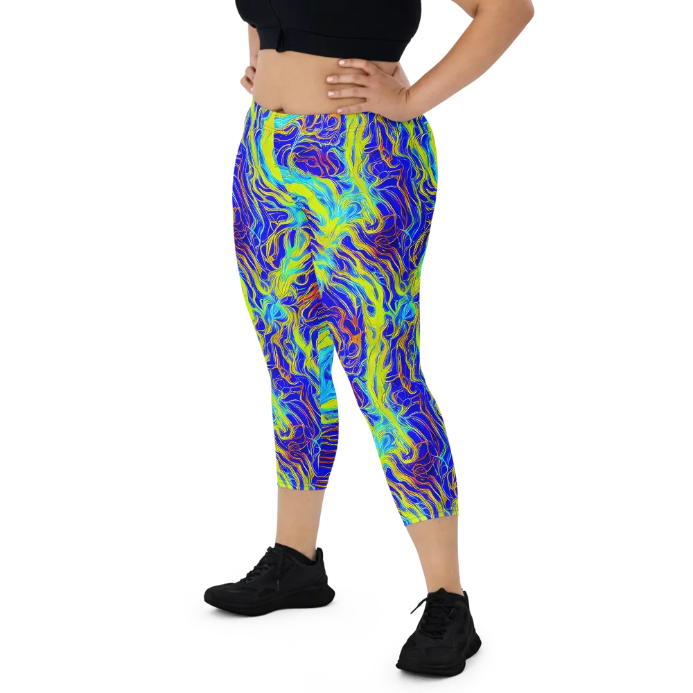 Sapphire Vortex on Capri Leggings — Front