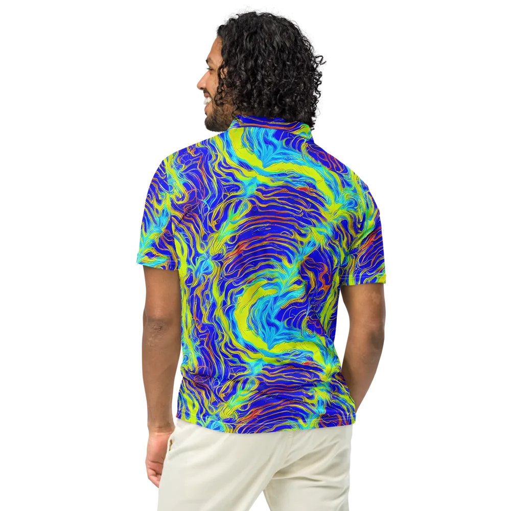 Sapphire Vortex on Men's Slim Fit Polo Shirt — Back