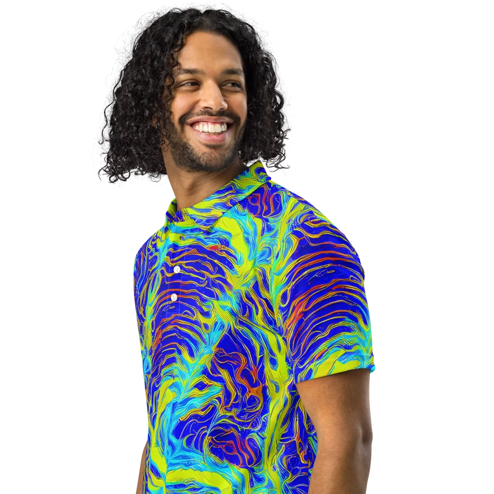 Sapphire Vortex on Men's Slim Fit Polo Shirt — Left Front