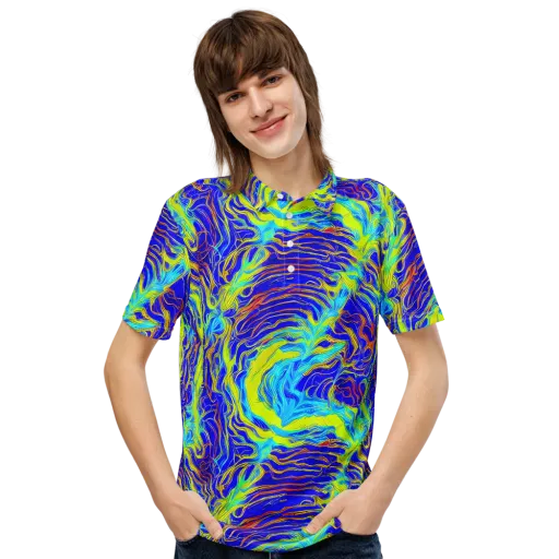Sapphire Vortex on a Men's Slim Fit Polo Shirt
