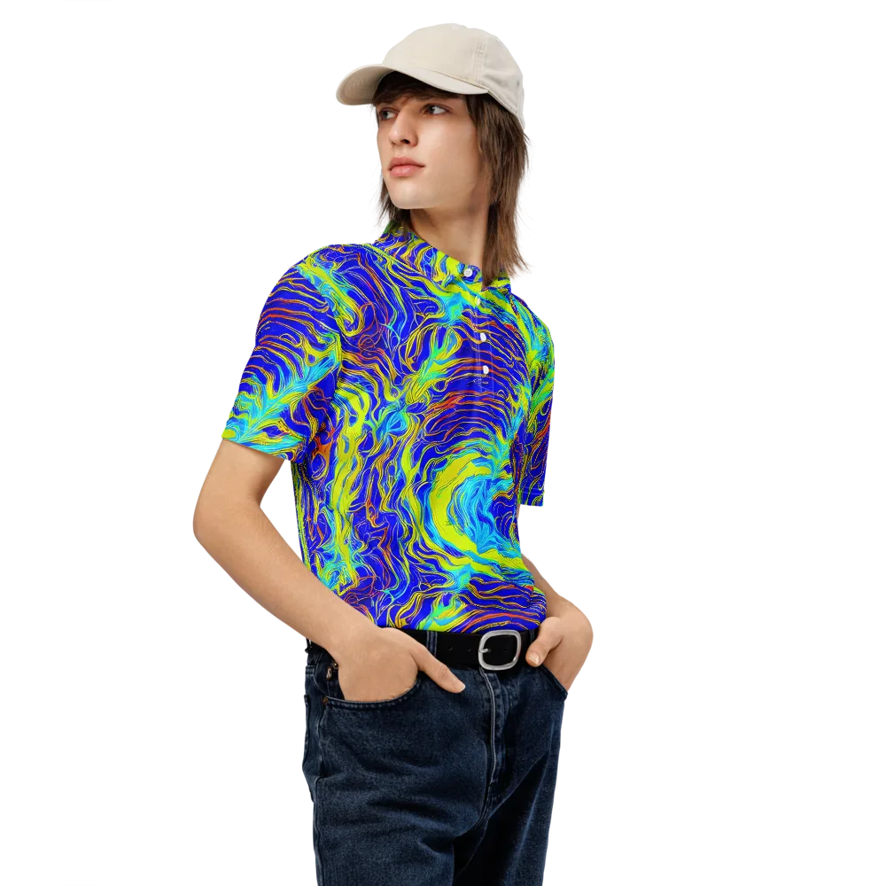 Sapphire Vortex on Men's Slim Fit Polo Shirt — Right Front