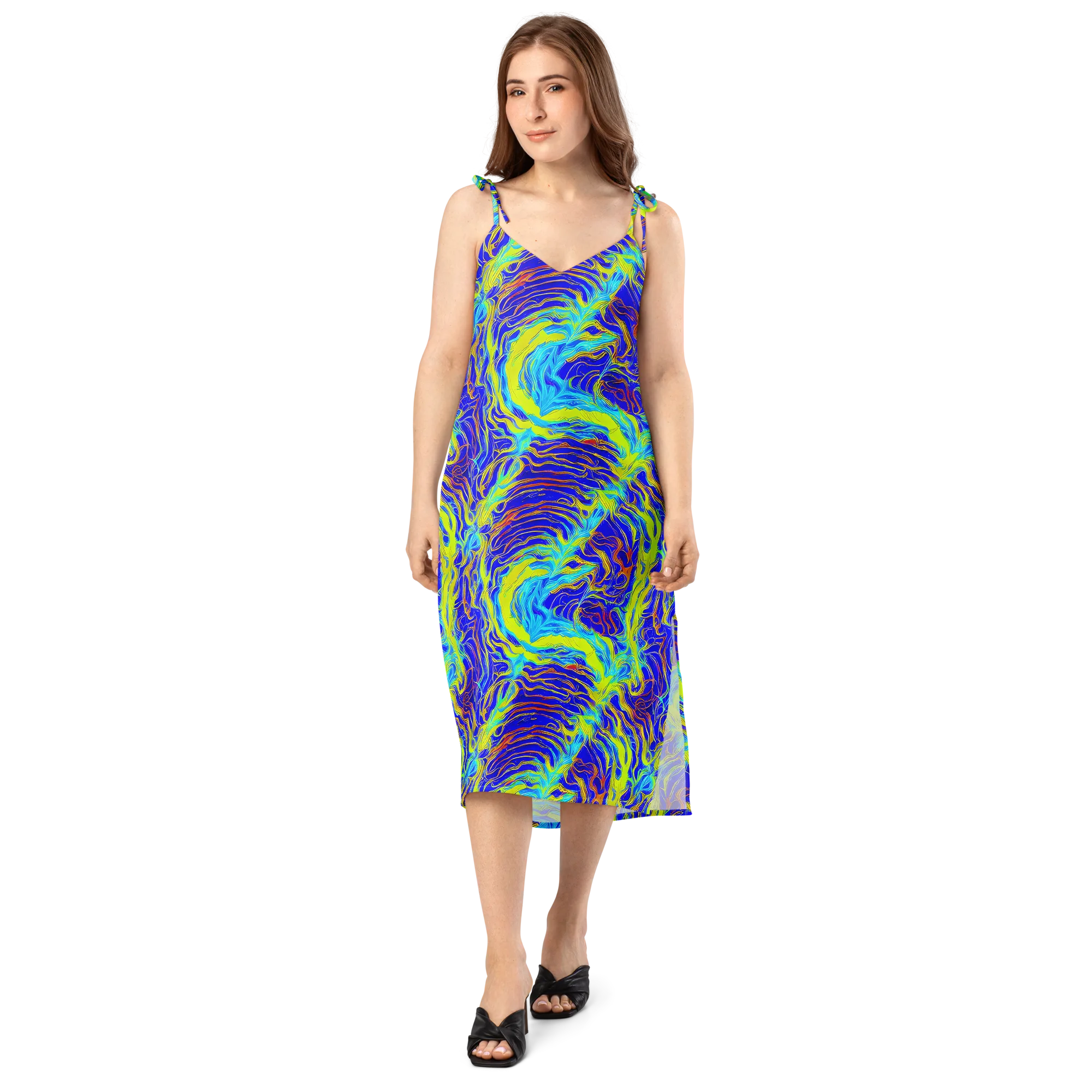 Sapphire Vortex on Slip Dress — Front
