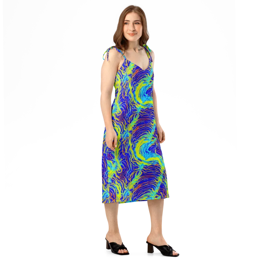 Sapphire Vortex on Slip Dress — Right Front