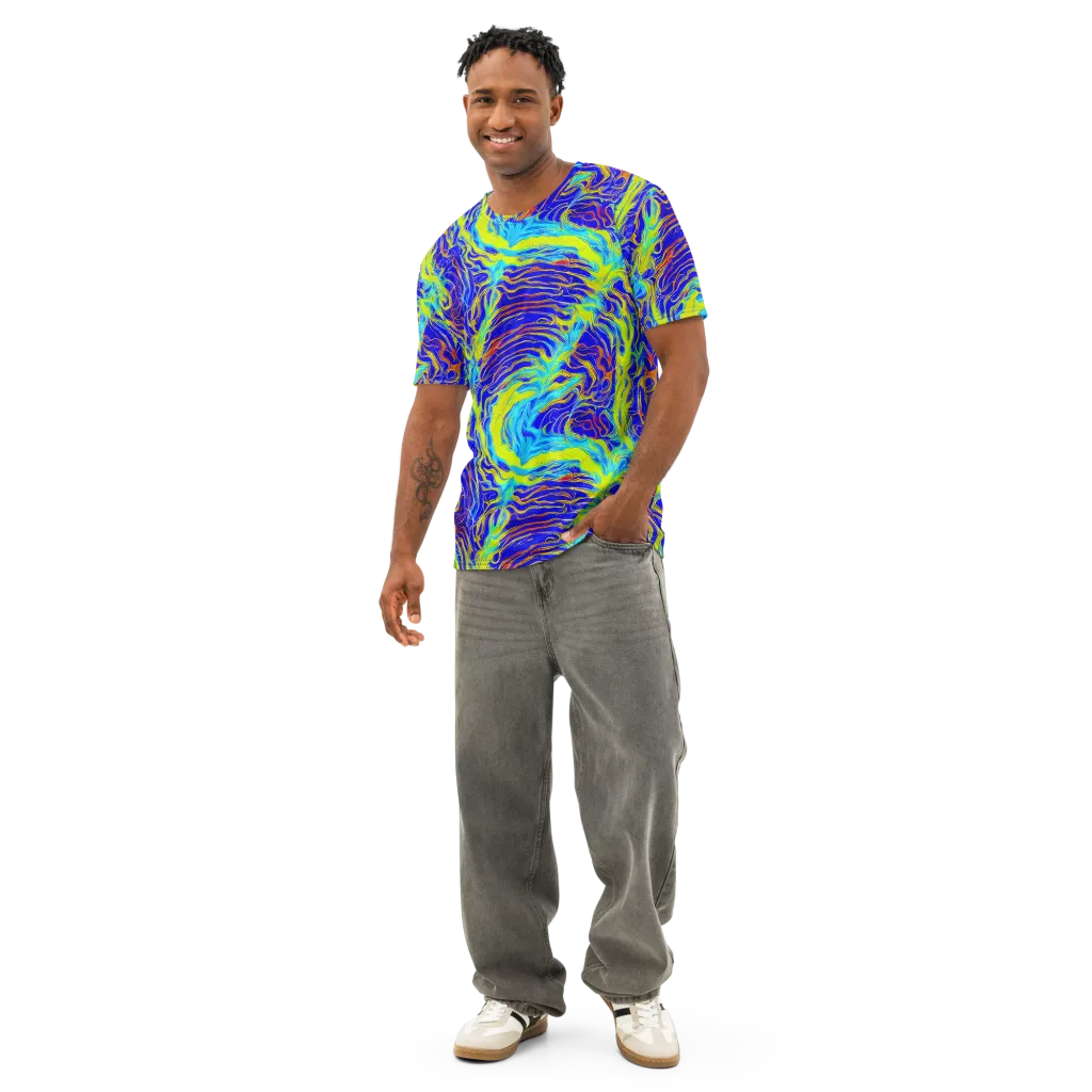 Sapphire Vortex on Men's Cotton Crew Neck T-Shirt — Front