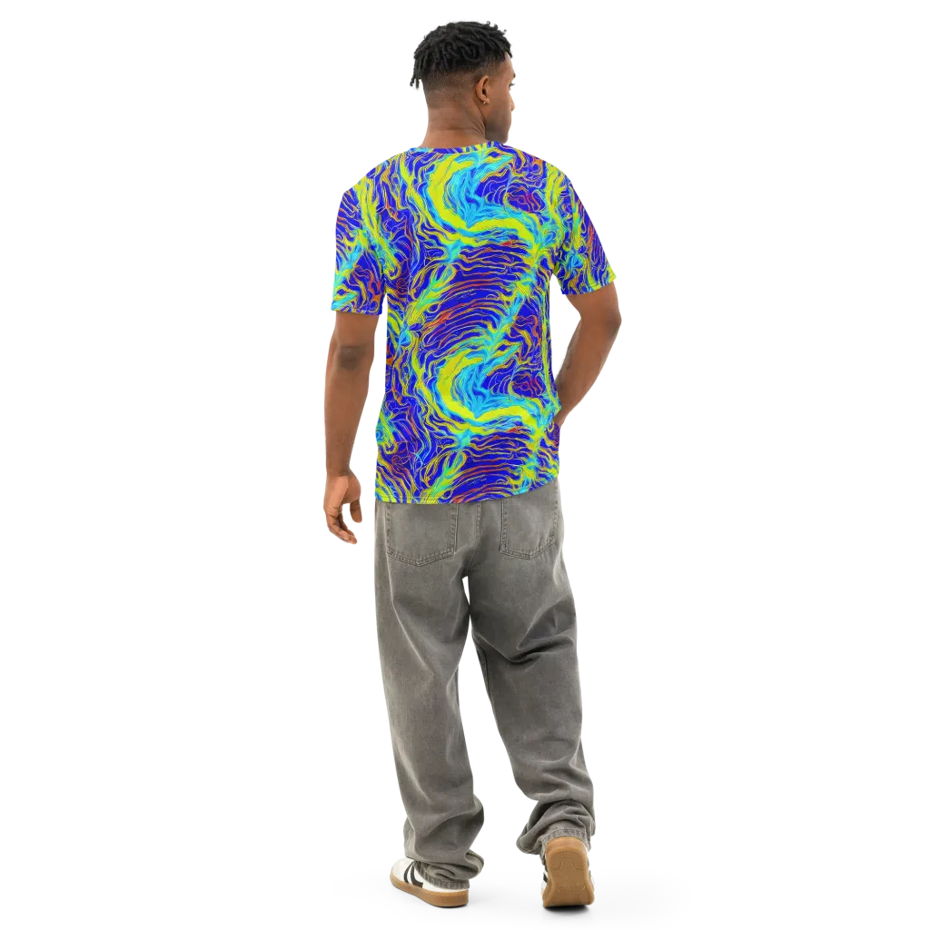 Sapphire Vortex on Men's Cotton Crew Neck T-Shirt — Back