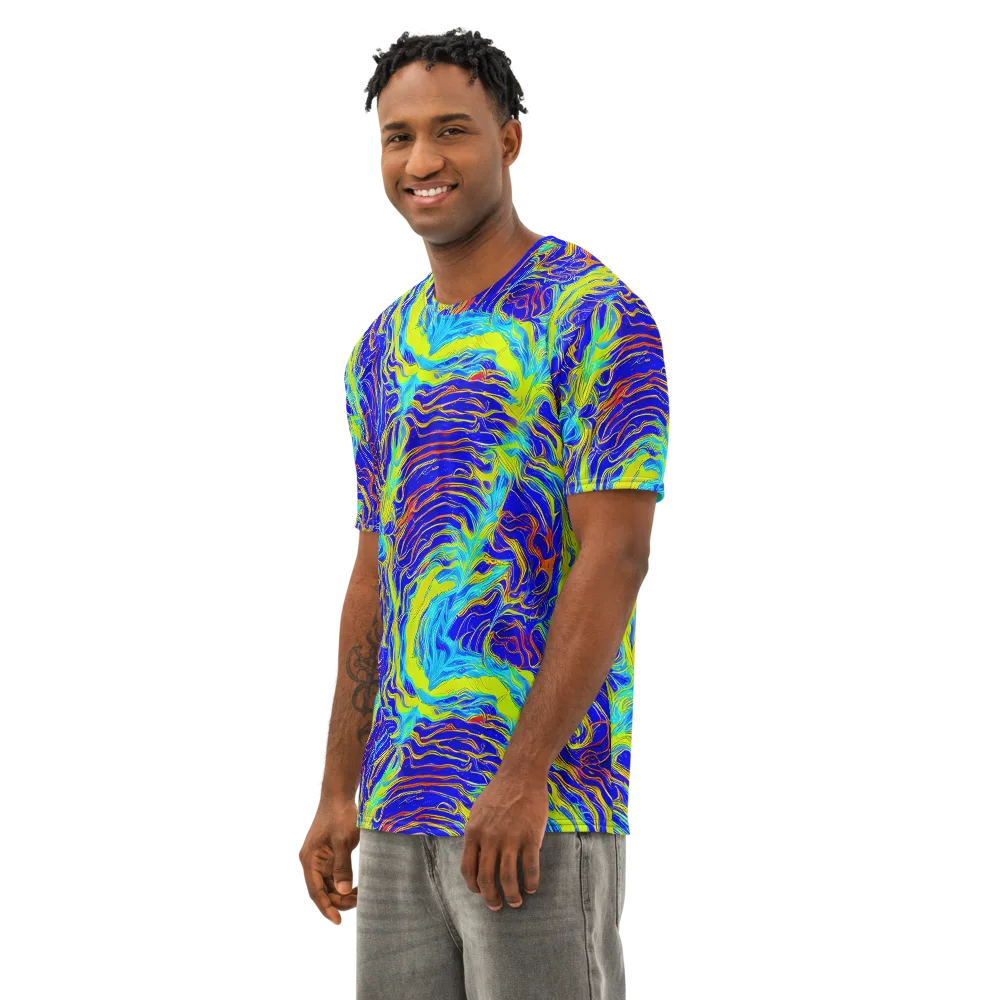 Sapphire Vortex on Men's Cotton Crew Neck T-Shirt — Left Front