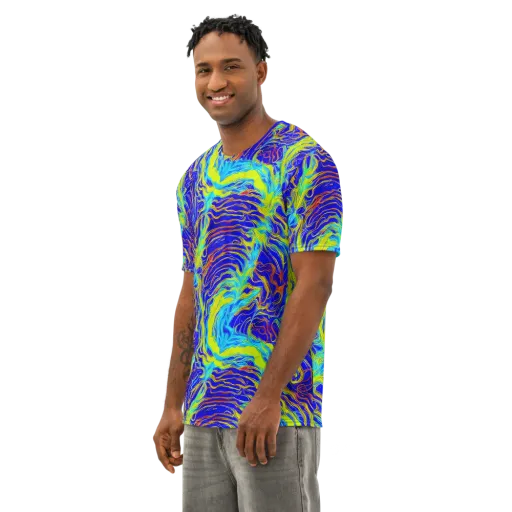 Sapphire Vortex on a Men's Cotton Crew Neck T-Shirt