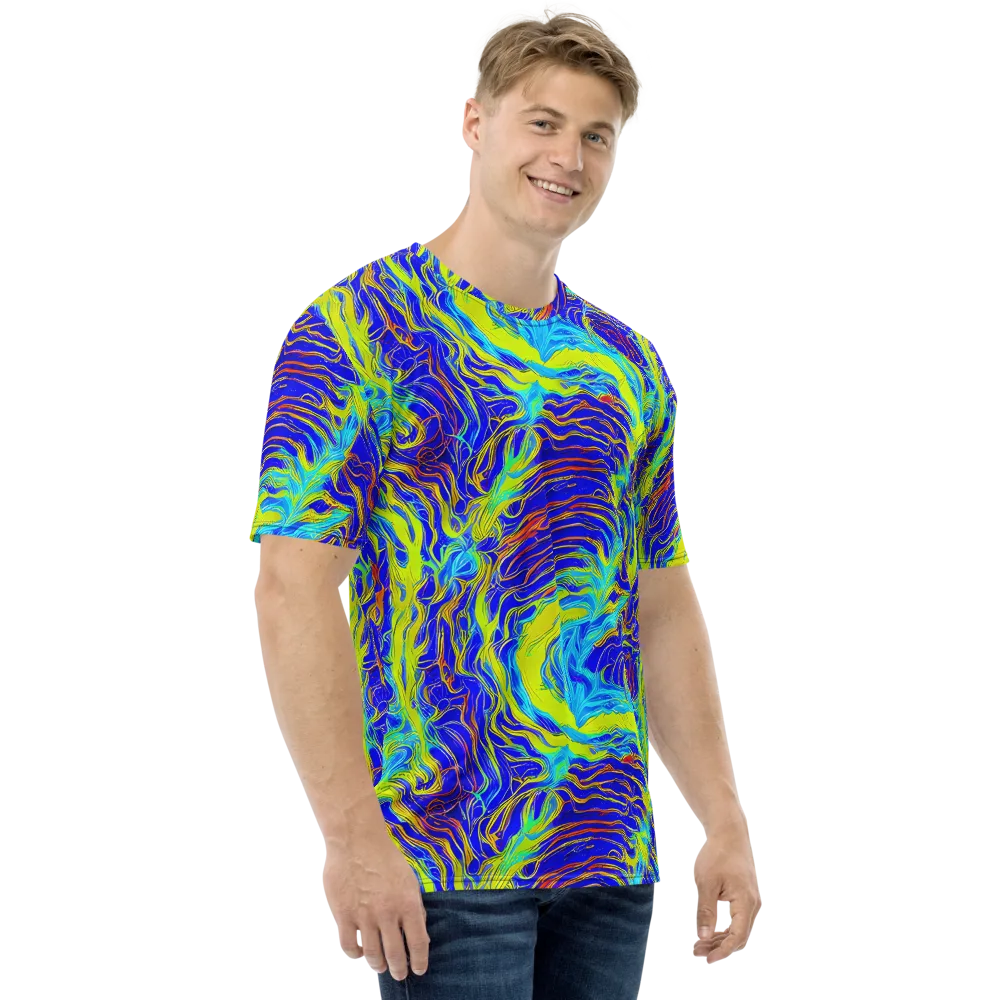 Sapphire Vortex on Men's Crew Neck T-Shirt — Right