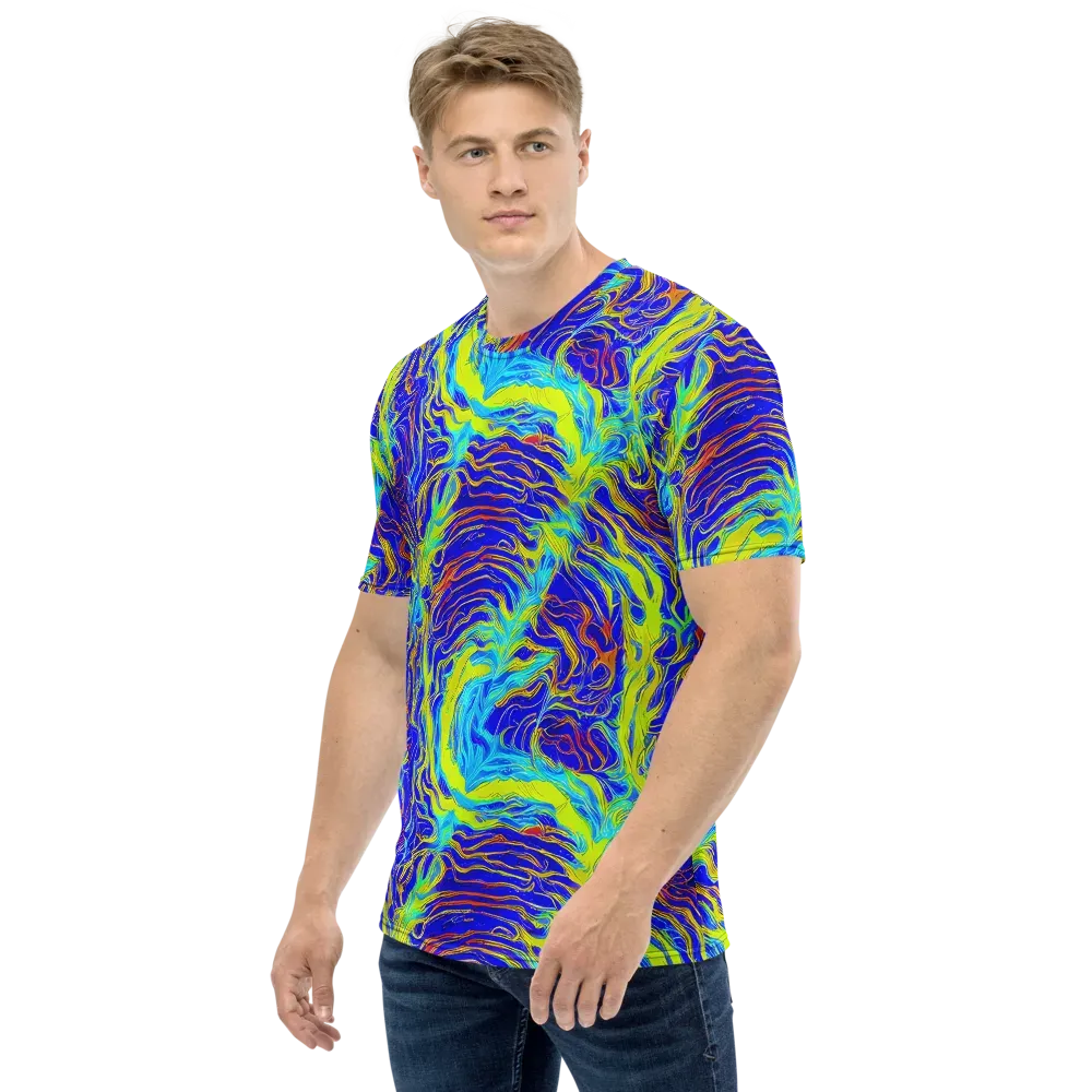 Sapphire Vortex on Men's Crew Neck T-Shirt — Left