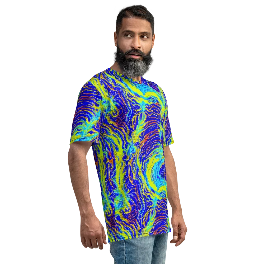 Sapphire Vortex on Men's Crew Neck T-Shirt — Right