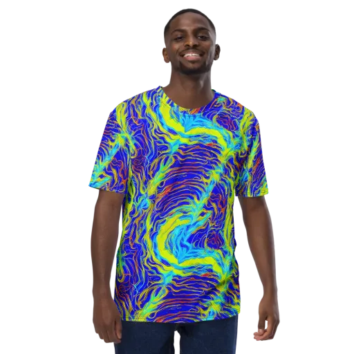 Sapphire Vortex on a Men's Crew Neck T-Shirt