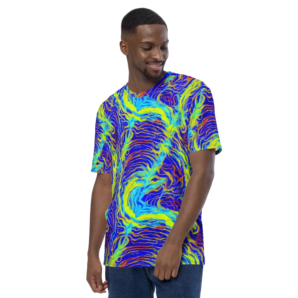 Sapphire Vortex on Men's Crew Neck T-Shirt — Left