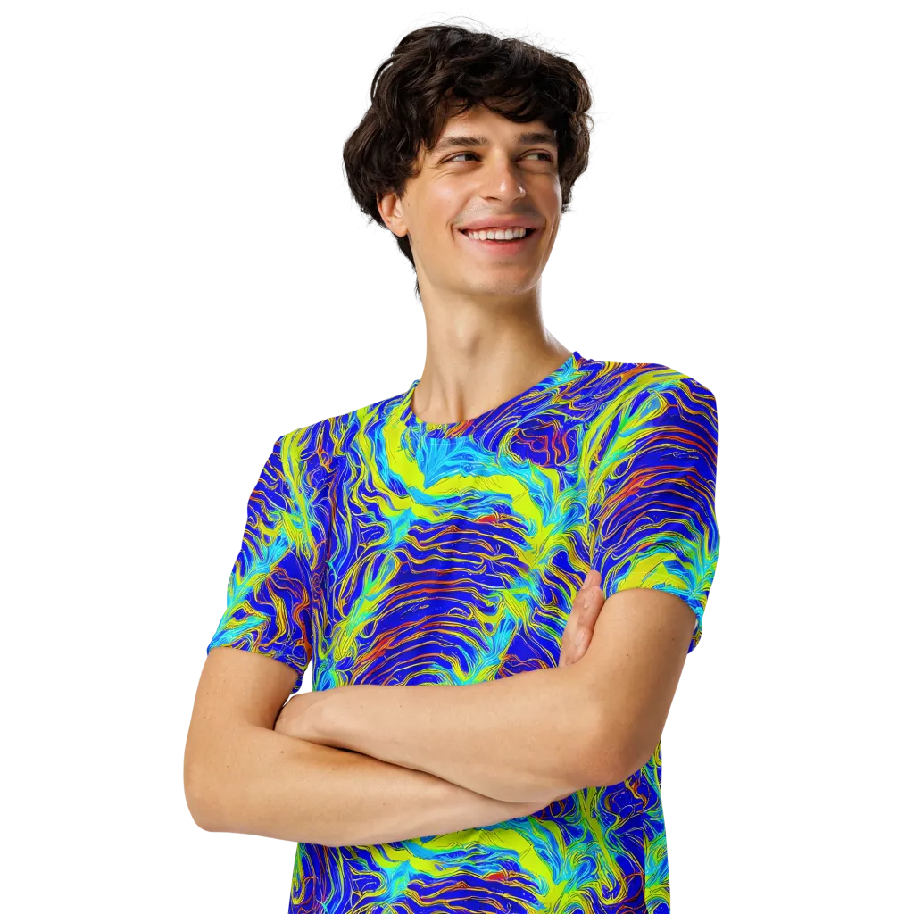 Sapphire Vortex on Men's Crew Neck T-Shirt — Left Front