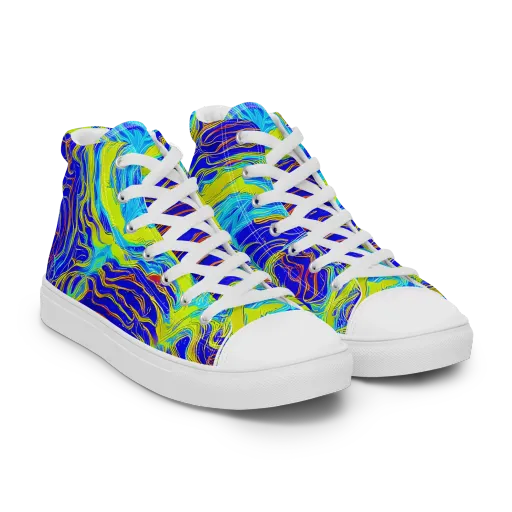 Sapphire Vortex on a Men's High Top Canvas Shoes